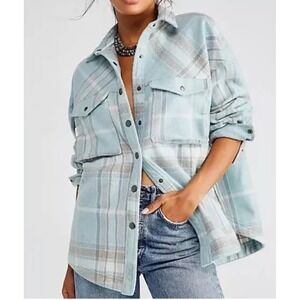 Free People Cabin Point Plaid Shirt‎ Jacket Oversized Size Womens Small